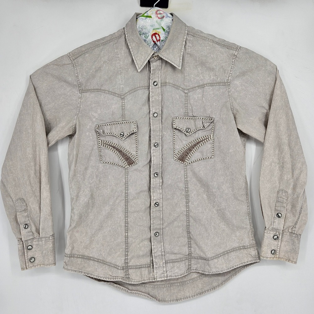Rock & Roll Cowboy Shirt Mens Medium Pearl Snap Western Long Sleeve